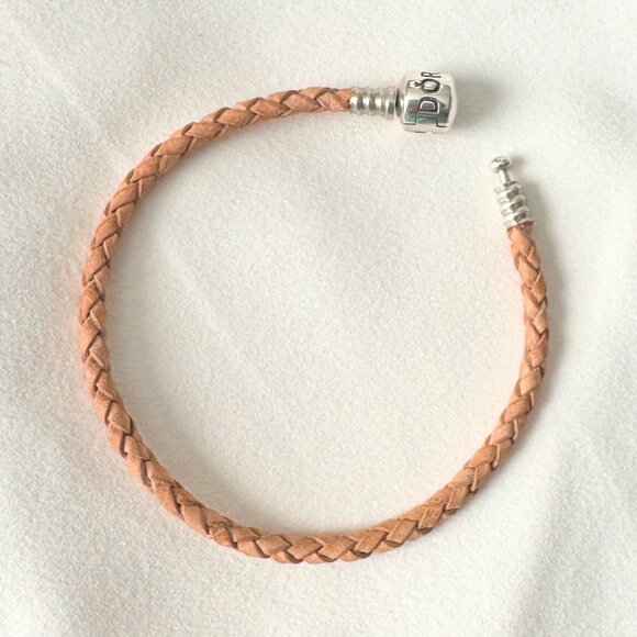 9.1" Pandora Light Brown Leather Bracelet ONLY 2 in Stock - Picture 3 of 5
